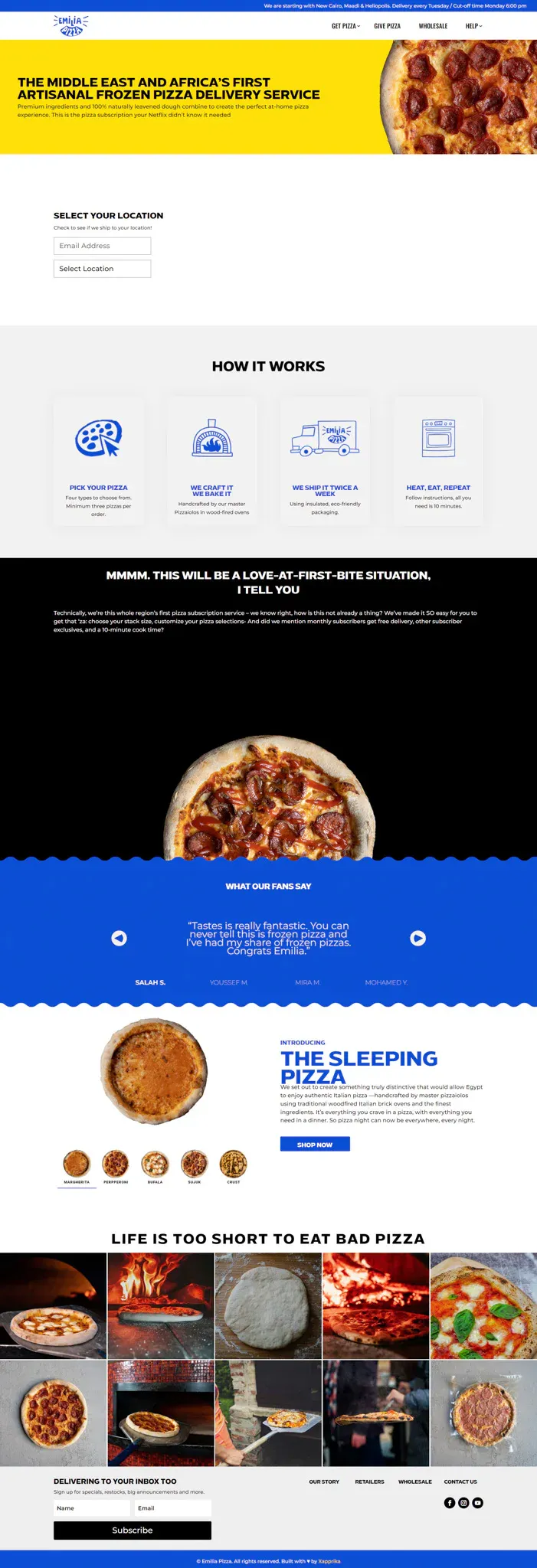 Emilia Pizza product interface 2