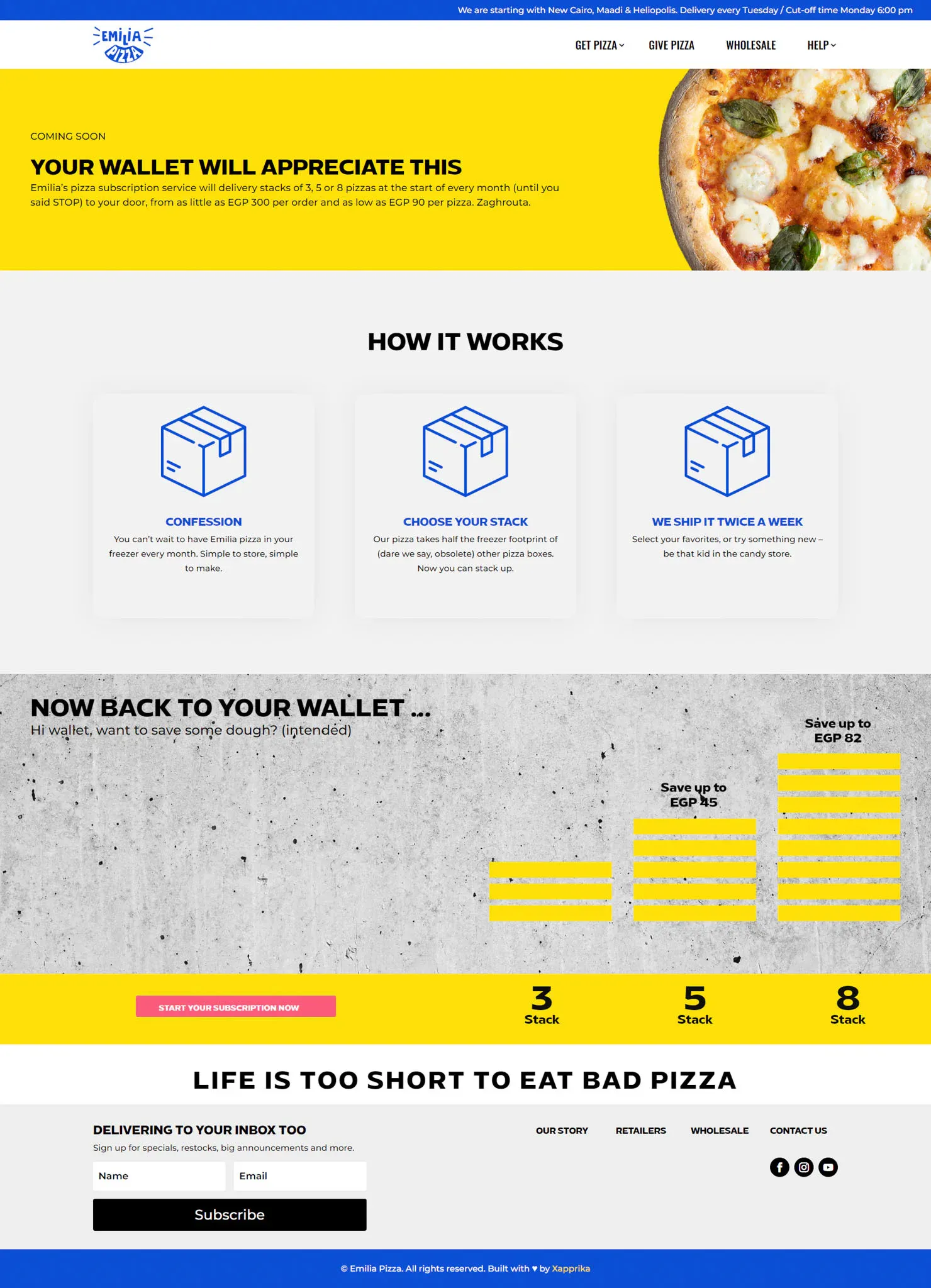 Emilia Pizza product interface 3