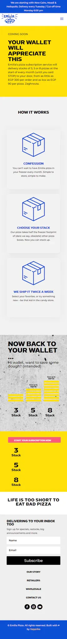 Emilia Pizza product interface 5